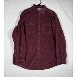 NWT LL Bean Corduroy Shirt Men Large Lakewashed Traditional Fit Button Deep Wine